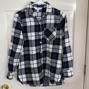 Women’s Flannel Tunic Shirt in Black White XS